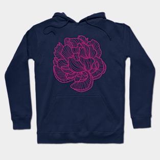 Peony line-art dark pink Hoodie